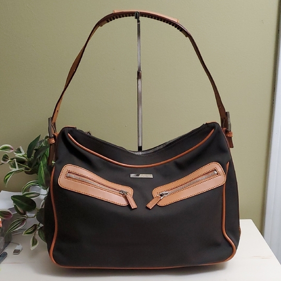 GucciBlack and Tan Canvas Messenger Bag